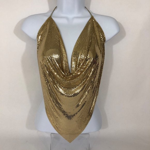 Whiting & Davis Tops - Original Vintage Whiting Davis liquid gold halter